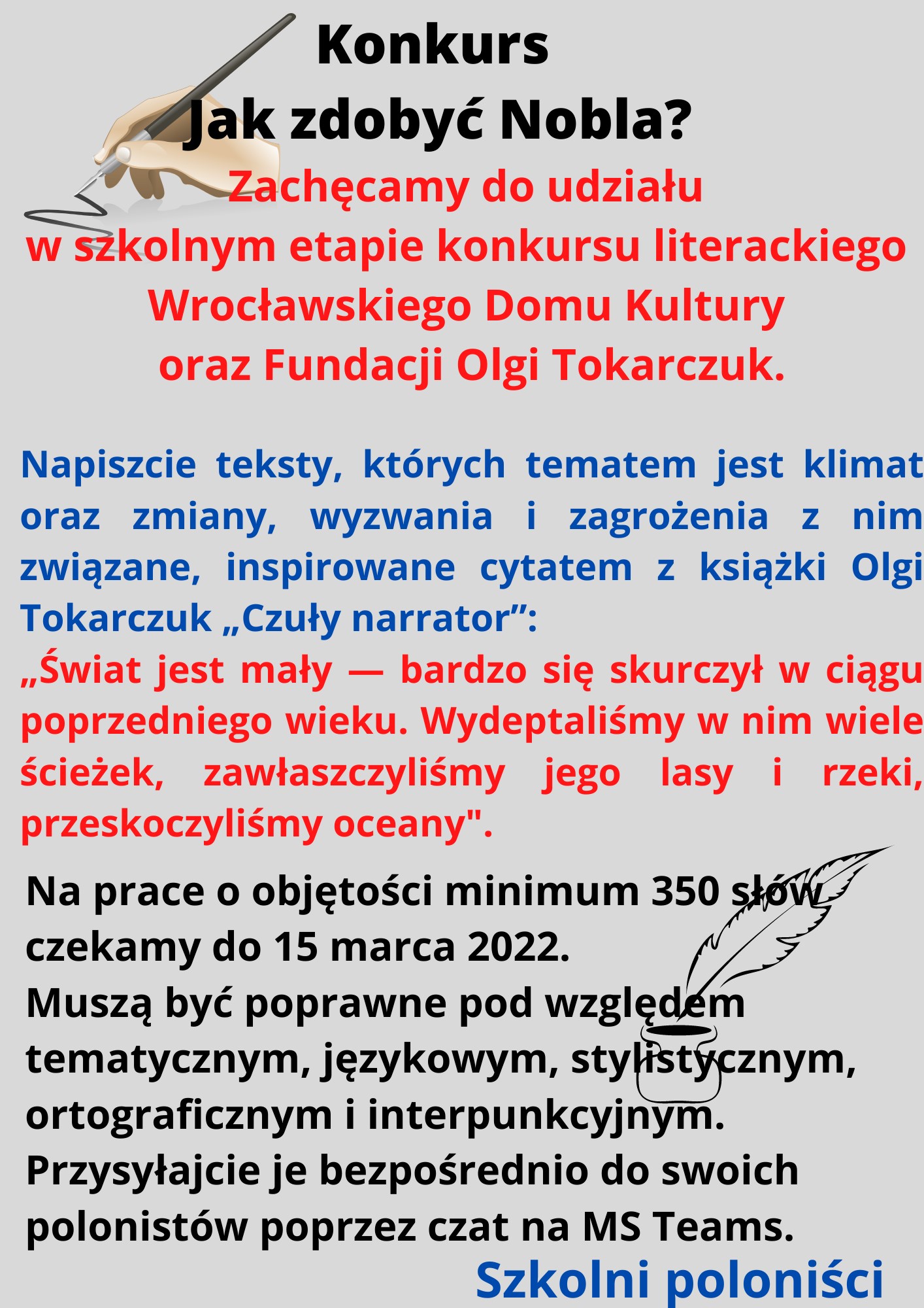 konkurs Olgi Tokarczuk